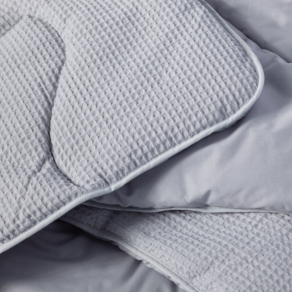 Night Lark 100% Cotton Waffle Coverless Duvet Lifestyle Grey Detail
