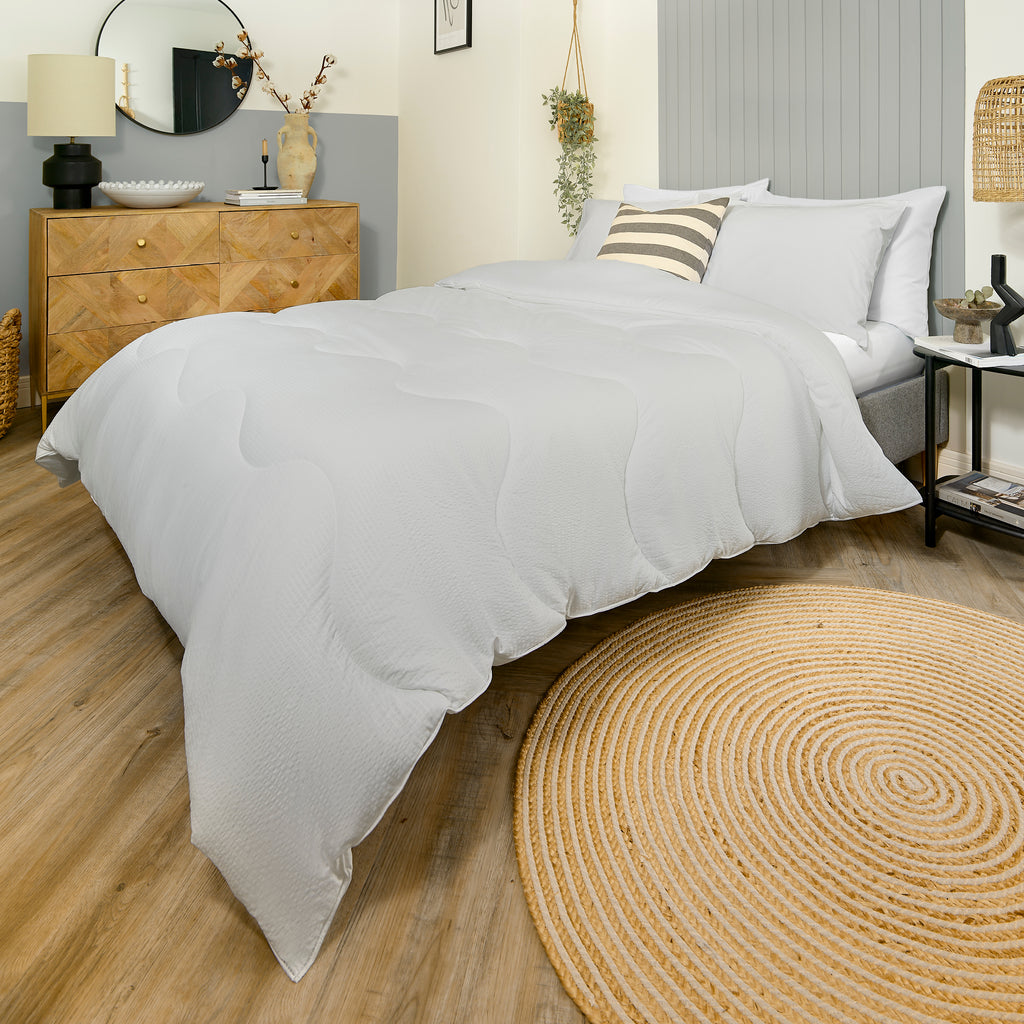 Night Lark/ Night Owl Nordic Mist Grey Seersucker Coverless Duvet Bedding