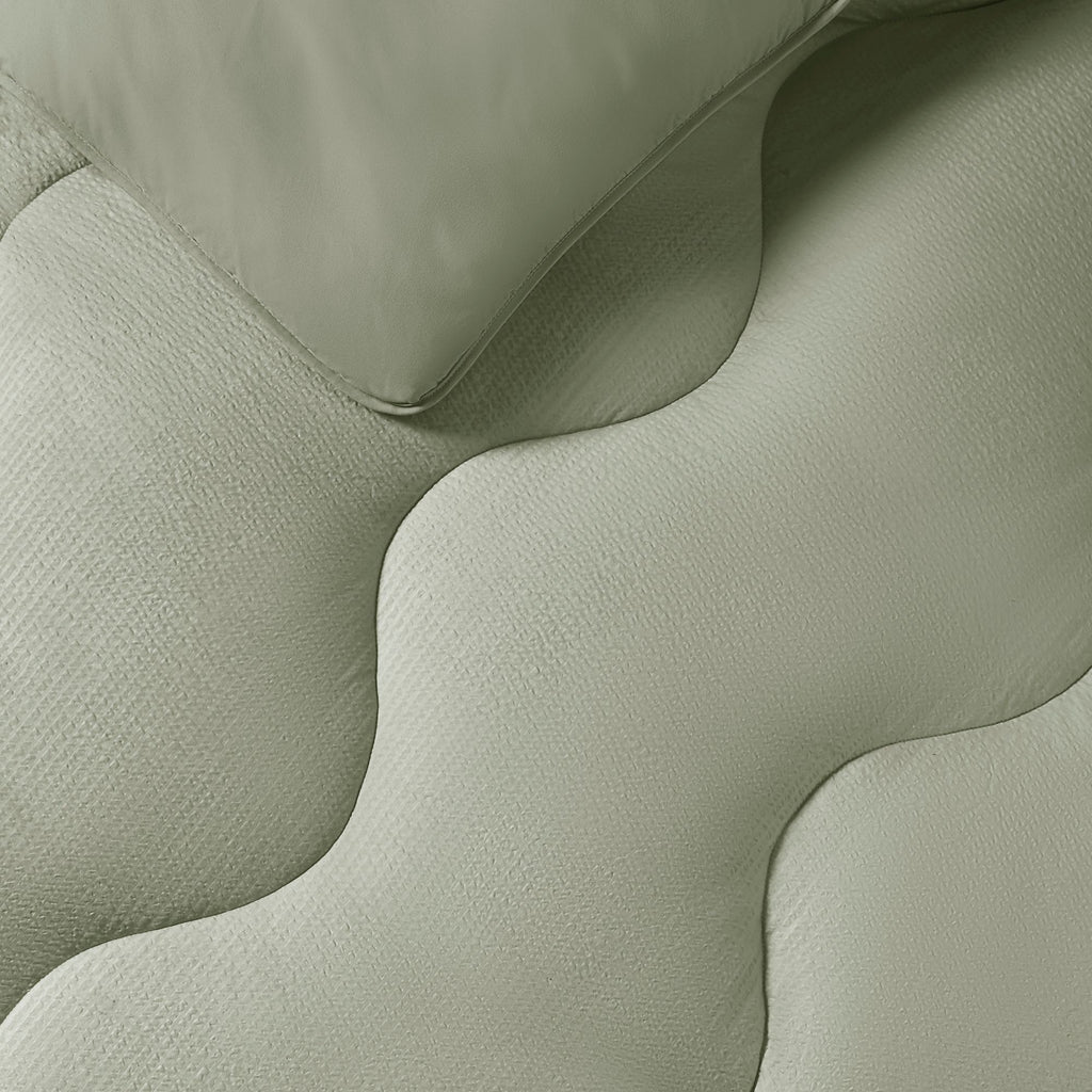 Night Lark® Seersucker Coverless Duvet Set Olive Green Cutout