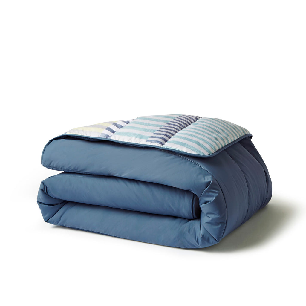 Night Lark Striped Shores outdoor duvet folded up