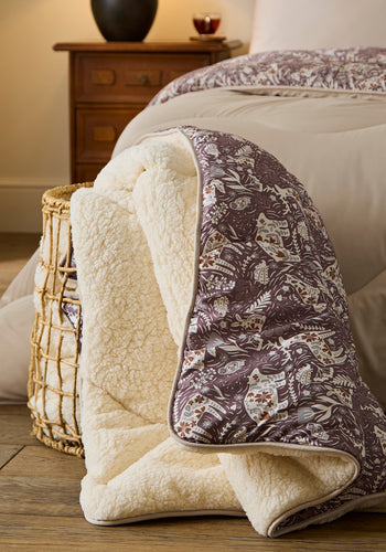 Night Lark® Woodland Creatures Sherpa Throw - Mocha