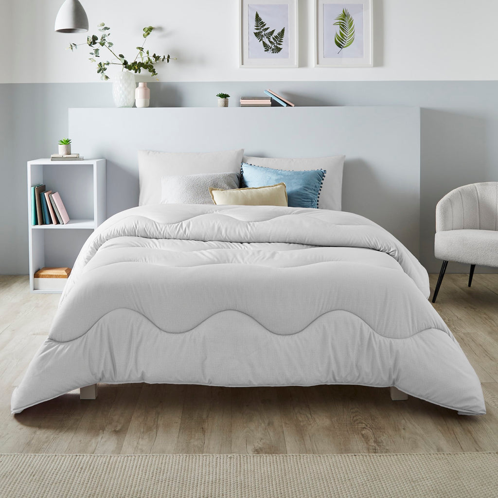 Night Lark/ Night Owl  Linen Print Coverless Duvet in Cloud Grey