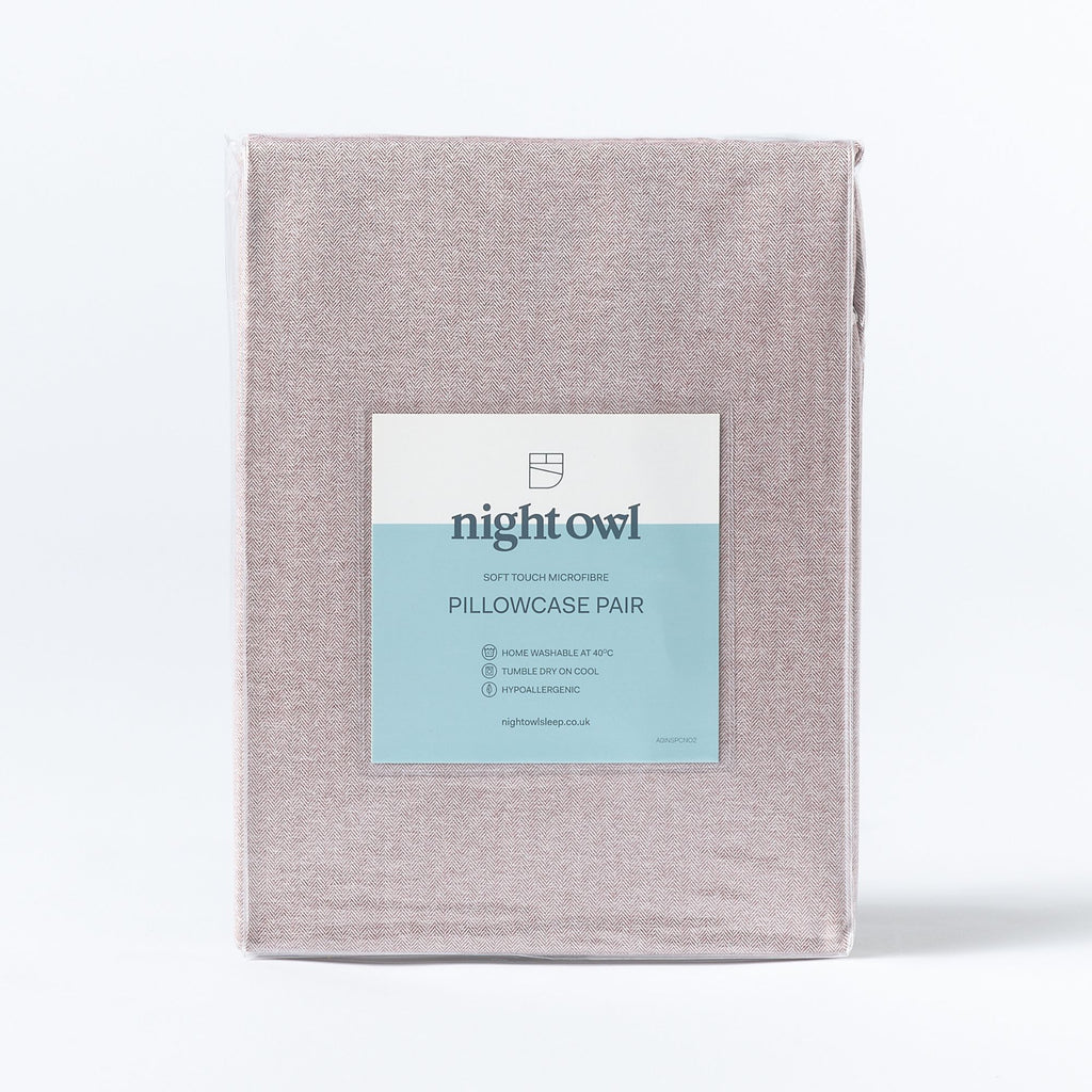 Night Owl Herringbone Collection Pillowcase Pair In Mulberry